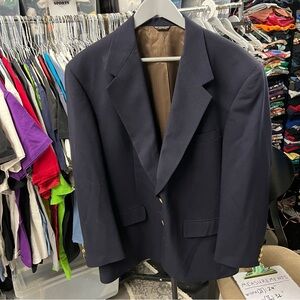 Vintage Merrill Lynch Jacket Mens Xl Blue Blazer Sports Coat Gold Button Bull